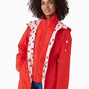 Kate Spade packable anorak in bright red. Size S.